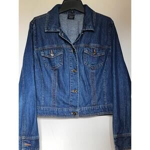 FADED GLORY BLUE LT WEIGHT CROPPED JEAN DENIM JACKET SIZE L / LARGE